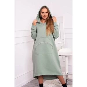 Insulated dress with a hood dark mint