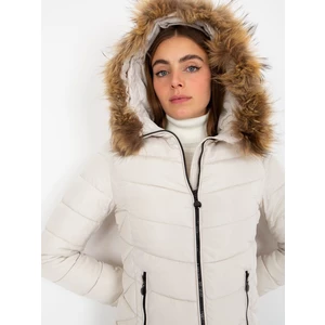 White quilted transition jacket with hood