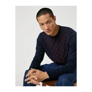 Koton Basic Knitwear Sweater Geometric Patterned Textured Crew Neck.