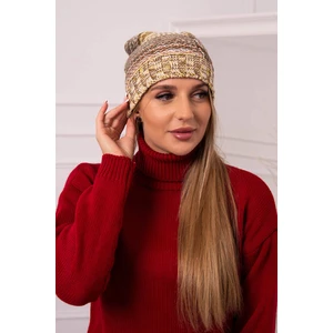 Cap with fleece Monika K256 brown+yellow