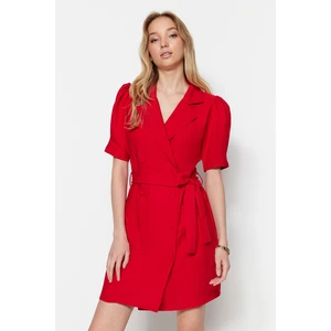 Trendyol Red Woven Tie Detailed Dress