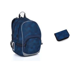 Modrý školní batoh s šestiúhelníky Topgal KIMI 23020,Modrý školní batoh s šestiúhelníky Topgal KIMI 23020