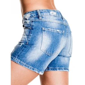 Blue denim shorts with rhinestones