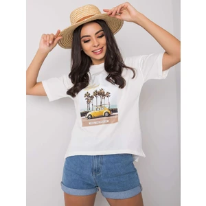 White women&#39;s t-shirt with a print