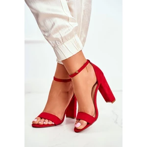Damskie sandały na wysokim obcasie zamszu czerwony Anastasie