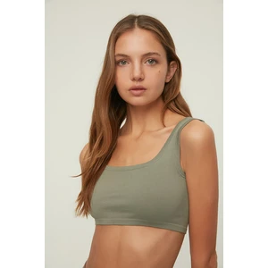 Trendyol Khaki Seamless Ribbed Sports Bra