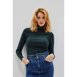 Cotton turtleneck blouse - green