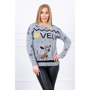 Christmas sweater with the inscription gray