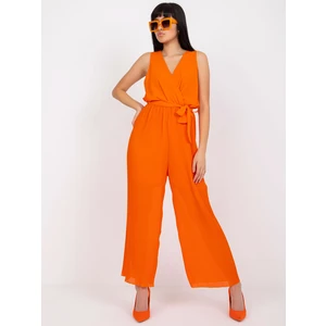 Orange ladies' pleated jumpsuit