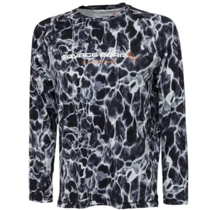 Savage gear triko night uv long sleeve t shirt black waterprint - xxl