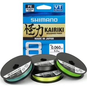 Shimano splétaná šňůra kairiki 8 zelená 150 m-průměr 0,215 mm / nosnost 20,8 kg