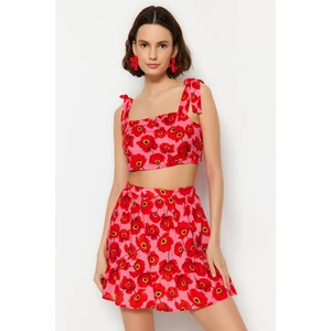 Trendyol Floral Pattern Woven Binding Blouse and Skirt Set