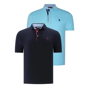 DUAL SET T8582 DEWBERRY MENS T-SHIRT-NAVY BLUE-CYAN