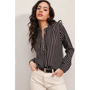 Bigdart 0420 Patterned Satin Shirt - A.black