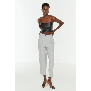 Trendyol Gray Carrot High Waist Polyviscon Woven Trousers