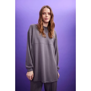 DEFACTO Relax Fit Crew Neck Double Faced Sweatshirt Tunic