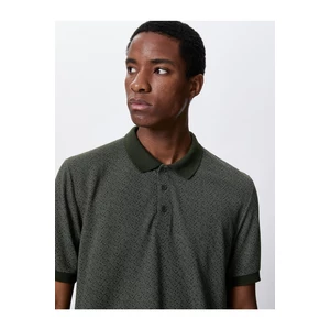 Koton Buttoned, Slim Fit Patterned Polo T-Shirt with Short Sleeves.