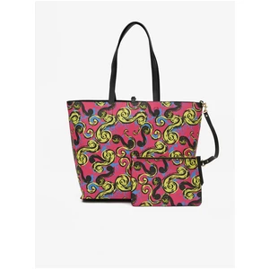 Versace Jeans Couture Black-Pink Womens Patterned Double-sided Shopper Versace Jeans C - Ladies