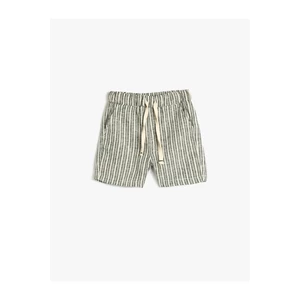 Koton Linen Shorts with Pocket Elastic Waist, Conjoined Cotton