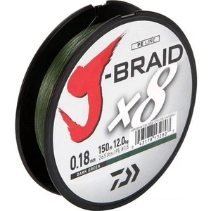 Daiwa splietaná šnúra j-braid dark green 300 m-priemer  0,28 mm / nosnosť 26,5 kg