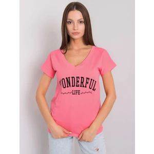 Women's pink t-shirt with an inscription