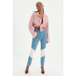 Trendyol Multi Color Color Block Magas derék Anya Farmer