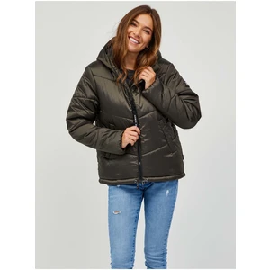 SAM73 Dark Green Women's Quilted Winter Jacket with Hood SAM 73 Gede - Women