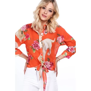 Summer orange floral shirt