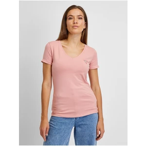 Růžové dámské tričko Guess - Dámské