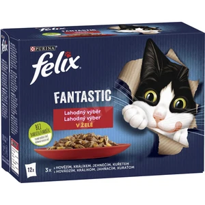 FELIX Fantastic Multipack 6(12x85g) kura/hovädzie/králik/jahňacie v želé