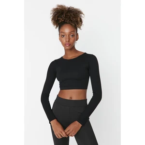 Trendyol Black Seamless Crop Ribbed Sports Bra