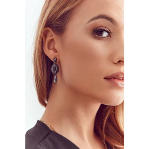 Black hanging earrings with cubic zirconia