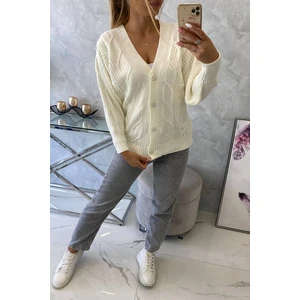 Button sweater with wide ecru sleeves