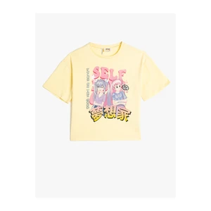 Koton T-Shirt Short Sleeve Crew Neck Cotton Anime Print
