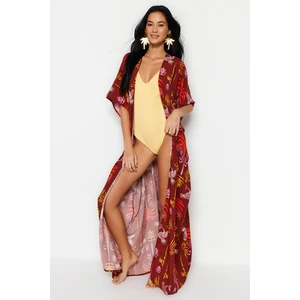 Trendyol Ethnic Patterned Belted Maxi Woven Kimono & Kaftan