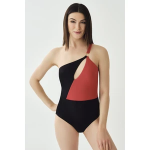 Dagi Women's Black Red One-Shoulder Swimsuit