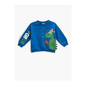 Koton Christmas Theme with Dinosaurs Print Sweatshirt Crew Neck Long Sleeve