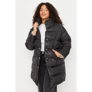 Trendyol Curve Black Stand Up Collar Printed Down Jacket