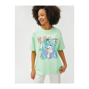 Koton Anime T-Shirt Crew Neck Short Sleeve Cotton