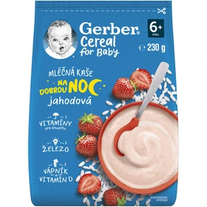 GERBER Kaša mliečna cereal jahodová Dobrú noc 230 g