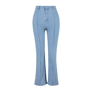 Trendyol Curve Blue High Waist Ribbed Wide-Cut Jeans