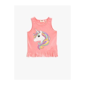 Koton Tassels Unicorn Printed Top Crew Neck Sleeveless