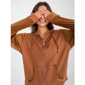 Light brown sweatshirt with velour inserts