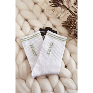 Women's Sports Socks Vertical Inscription Sport White