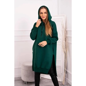 Insulated sweatshirt with slits on the sides of dark green color