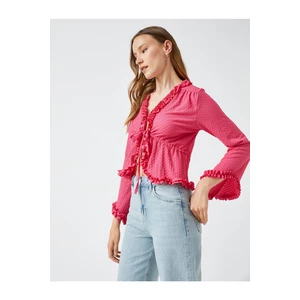 Koton Frilled Blouse with Tie Detailed Long Sleeves