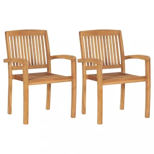 Zahradní jídelní židle 2 ks teakové dřevo Dekorhome,Zahradní jídelní židle 2 ks teakové dřevo Dekorhome