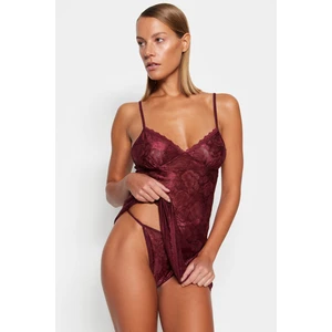 Trendyol Claret Red Lace Pantyhose Babydoll