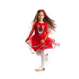 Denokids Tulle Deer Girl Red Christmas Tutu Dress