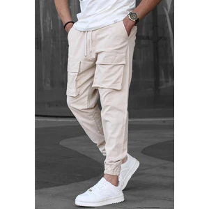 Madmext Beige Men's Cargo Pocket Jogger Pants 6812